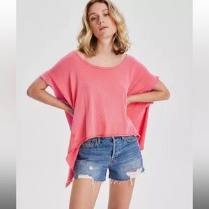 Free People Womens Cotton Raw Hem Pullover Top